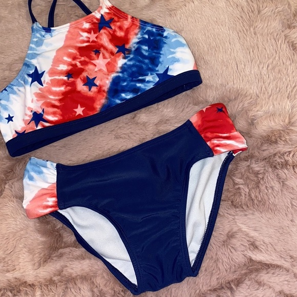 O’rageous red white & blue USA 🇺🇸 size 8 swimsuit bikini tie dye & stars​​ - Picture 3 of 9